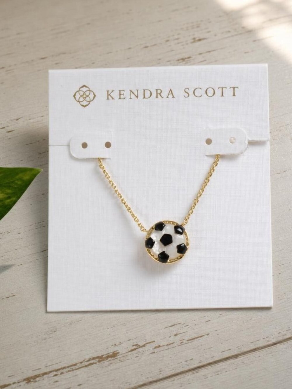 Kendra Scott Soccer Gold Ivory Mother-of-Pearl Pendant Necklace